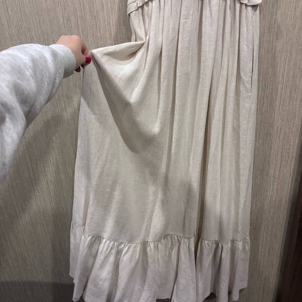 Elliatt Linen Midi Maxi Dress Sleeveless Stretchy Flowy Cream Nude Neutral - Picture 9 of 9